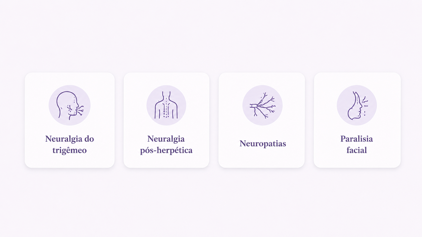 Neuralgia do trigêmeo, neuralgia pós-herpética, neuropatias e paralisia facial